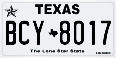 TX license plate BCY8017