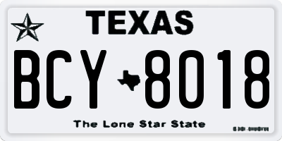 TX license plate BCY8018
