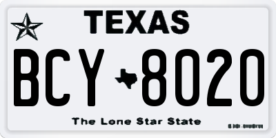 TX license plate BCY8020