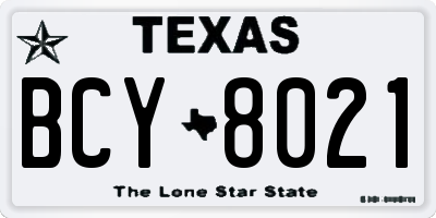 TX license plate BCY8021