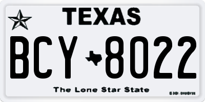 TX license plate BCY8022