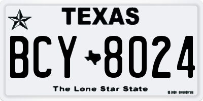 TX license plate BCY8024