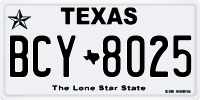 TX license plate BCY8025