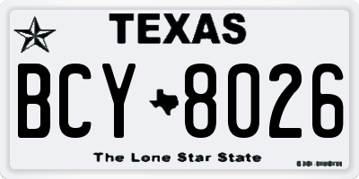 TX license plate BCY8026