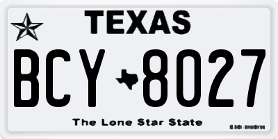 TX license plate BCY8027
