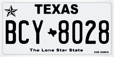 TX license plate BCY8028