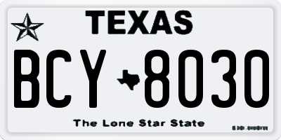TX license plate BCY8030