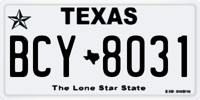 TX license plate BCY8031