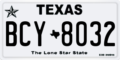 TX license plate BCY8032