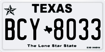 TX license plate BCY8033