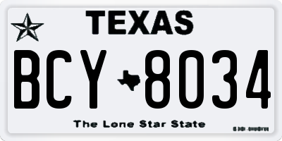 TX license plate BCY8034