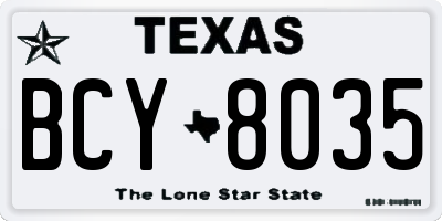 TX license plate BCY8035