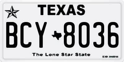 TX license plate BCY8036