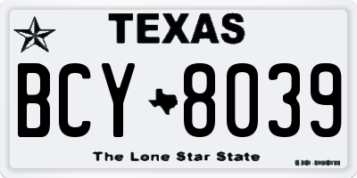 TX license plate BCY8039