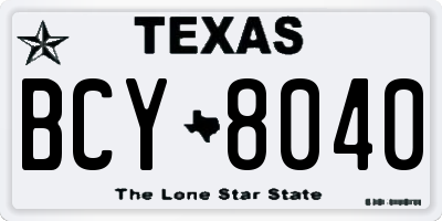 TX license plate BCY8040