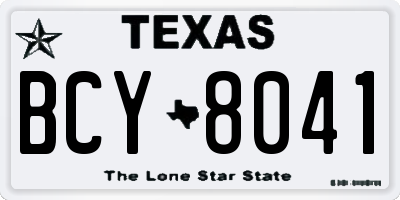 TX license plate BCY8041