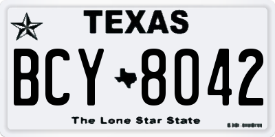 TX license plate BCY8042