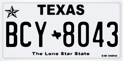 TX license plate BCY8043