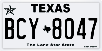 TX license plate BCY8047