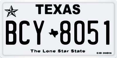 TX license plate BCY8051