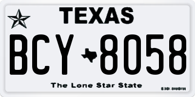 TX license plate BCY8058