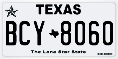 TX license plate BCY8060