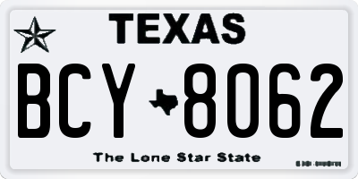 TX license plate BCY8062