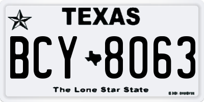 TX license plate BCY8063