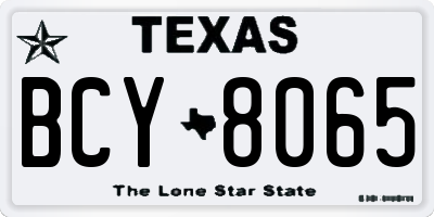 TX license plate BCY8065