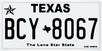 TX license plate BCY8067