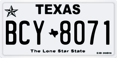 TX license plate BCY8071