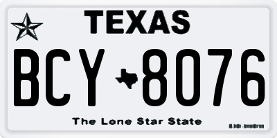 TX license plate BCY8076