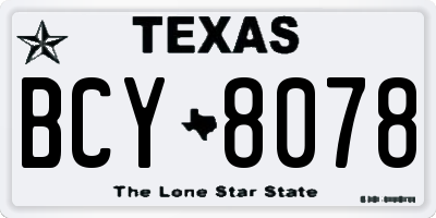 TX license plate BCY8078
