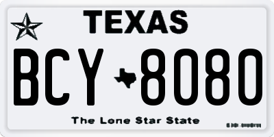 TX license plate BCY8080