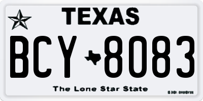 TX license plate BCY8083