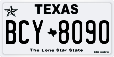 TX license plate BCY8090