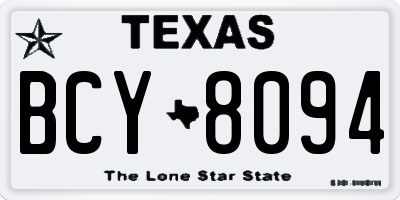 TX license plate BCY8094