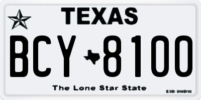 TX license plate BCY8100