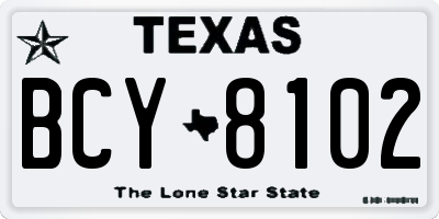 TX license plate BCY8102