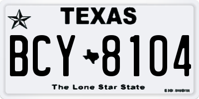 TX license plate BCY8104