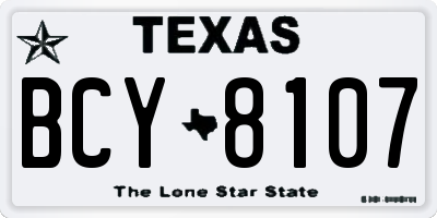 TX license plate BCY8107