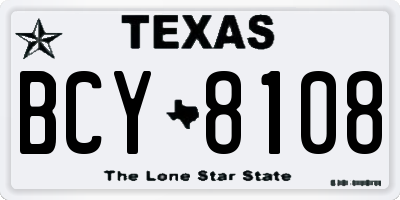 TX license plate BCY8108
