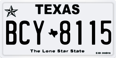 TX license plate BCY8115