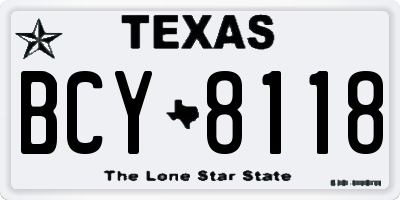 TX license plate BCY8118