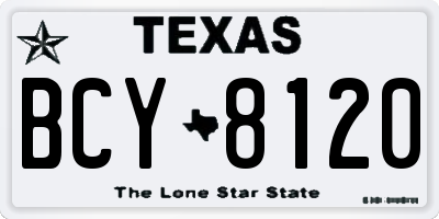 TX license plate BCY8120