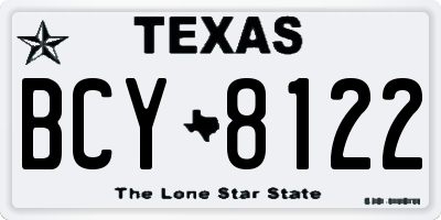 TX license plate BCY8122