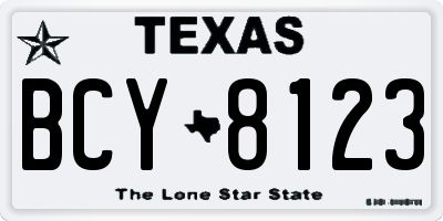 TX license plate BCY8123