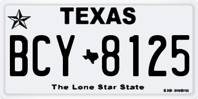 TX license plate BCY8125