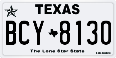 TX license plate BCY8130
