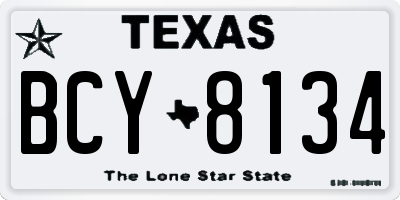 TX license plate BCY8134